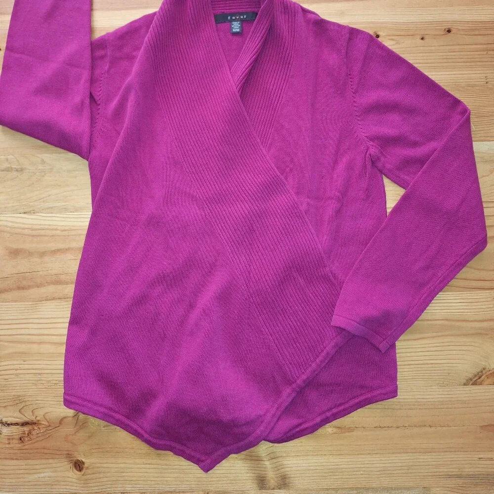 Fever Buttonless Fuchsia Long Sleeve Wrap Cardigan - Picture 2 of 9